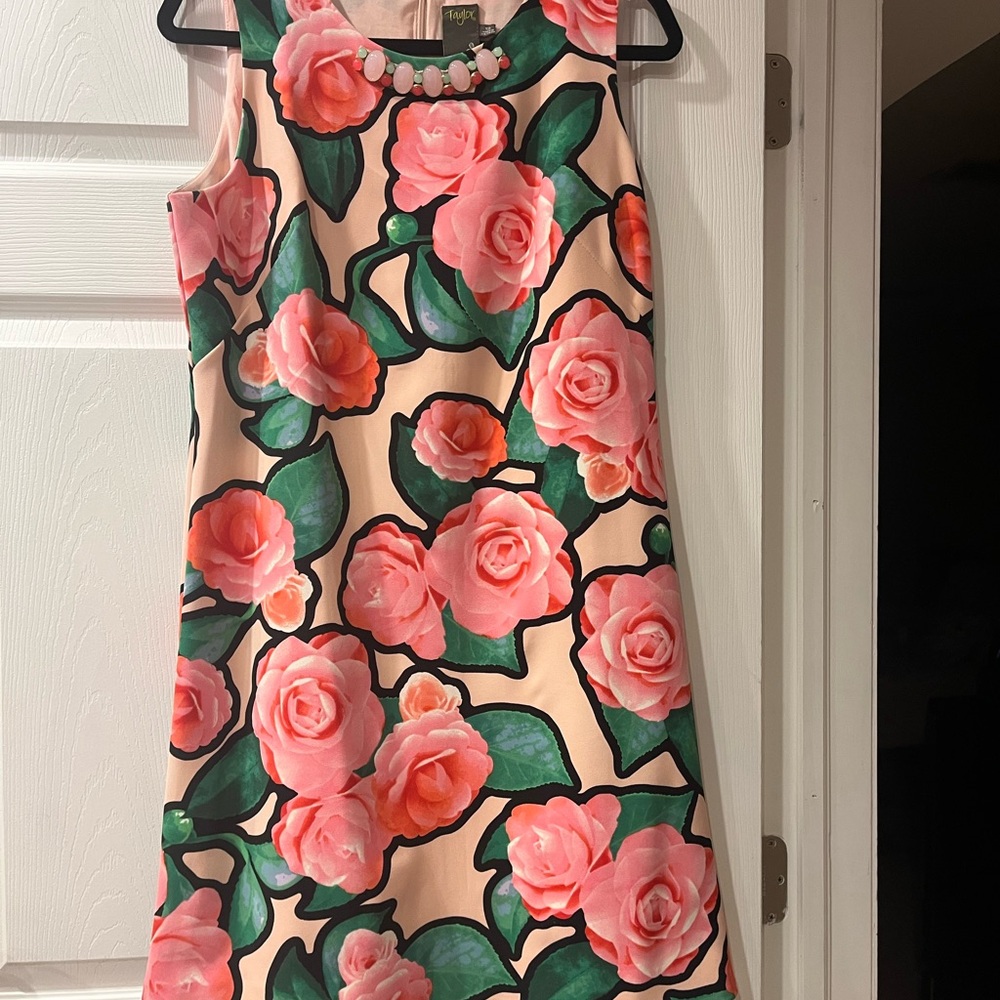 Tracy Reese Pink and Green Floral Mini Dress